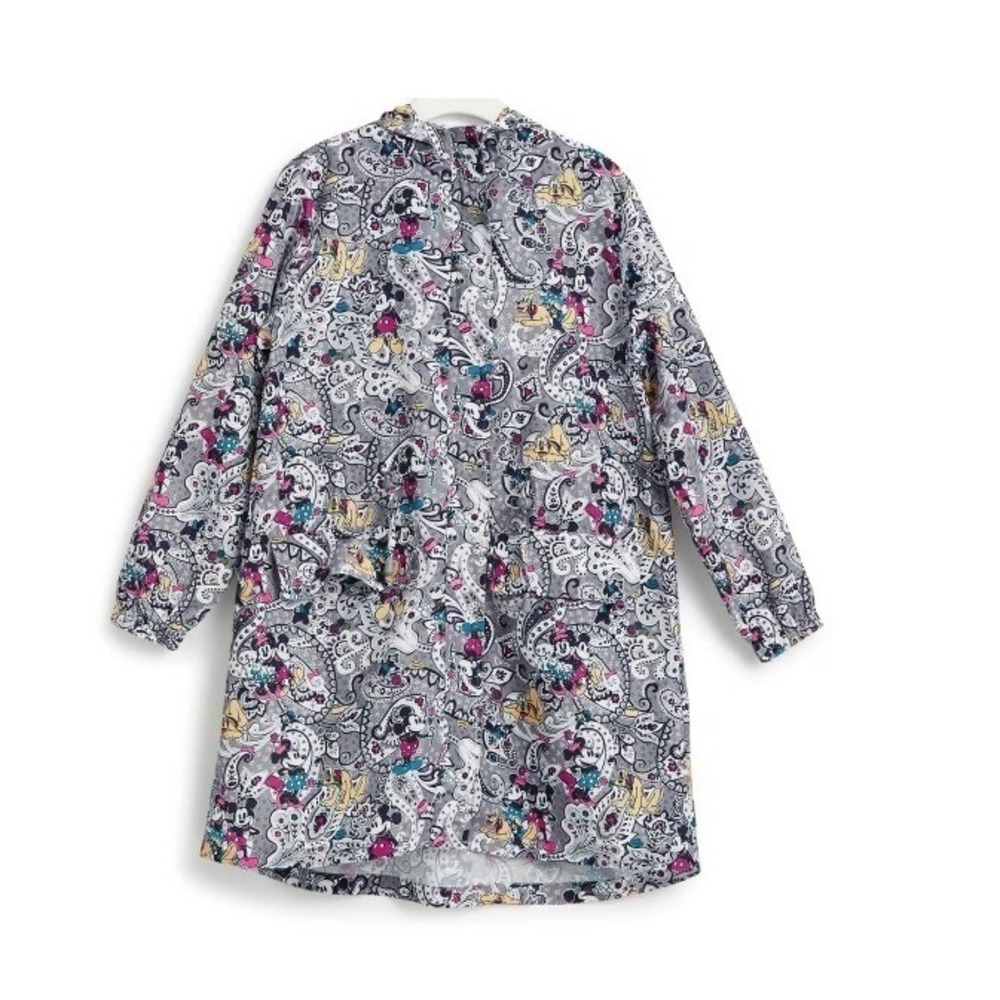 Disney Vera Bradley Mickey Friends Paisley 3XL Packable Raincoat Hooded Gray